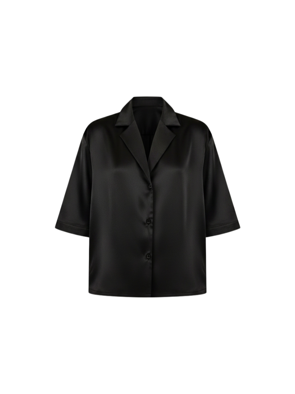 Сатинова сорочка з коротким рукавом – Black